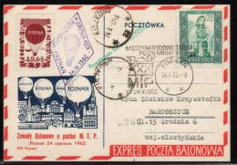 POLAND 1962 (24 JUNE) BALLOON CHAMPIONSHIPS FOR 31ST POZNAN INTERNATIONAL TRADE FAIR SYRENA BALLOONS FLOWN CARD - Palloni