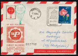 POLAND 1965 (26 JUNE) BALLOON CHAMPIONSHIPS FOR 34TH POZNAN INTERNATIONAL TRADE FAIR POLONEZ BALLOONS FLOWN COVER - Ballonpost