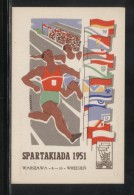 POLAND 1951 SPARTARKIADA SPORTS CHAMPIONSHIPS TYPE 8 RUNNERS ATHLETICS Flags Miners Mining - Other & Unclassified