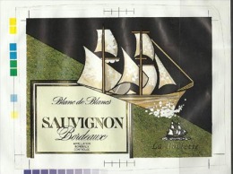 SAUVIGNON Bordeaux Blanc De Blancs "La Goëlette - Etiquette Neuve - Sailboats & Sailing Vessels