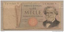 Italia - Banconota Circolata Da 1000 Lire "Verdi Secondo Tipo" P-101c - 1973 #19 - 1.000 Lire