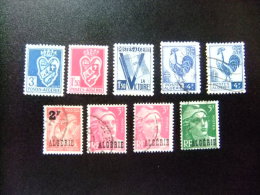 56 ALGERIE  ARGELIA 1942 -1947 / ESCUDOS IRIS-MARIANNE / YVERT 181+191+199+222+233+238+240 MNH MH FU - Gebraucht