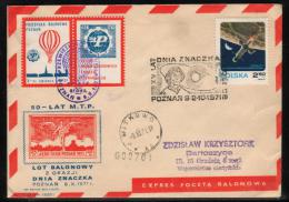 POLAND 1971 50 YRS POZNAN FAIR STAMP DAY COPERNICUS STOMIL BALLOON FLOWN COVER BALLOONS ASTRONOMER CINDERELLA LABEL T1 - Palloni