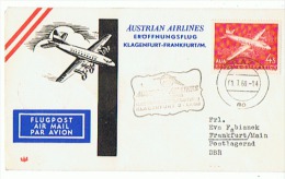 LETTRE PAR AVION   KLAGENFURT  FRANKFURT 1960 - Premiers Vols