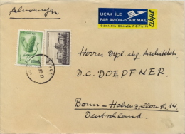 Turkey 1963 Cover From Sisli To Germany With Air Mail Stamp 155 K. Bird Crane + 5 K. Ethnographic Museum Of Ankara - Briefe U. Dokumente