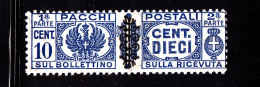 1945 LUOGOTENENZA PACCHI POSTALI 10 CENT NUOVO MNH ** - Postal Parcels