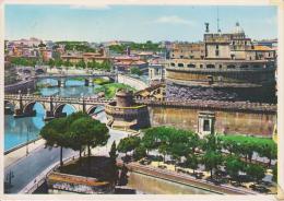 ROMA--CASTEL SANT´ANGELO E PONTI SUL TEVERE--ANNULLO ATTENZIONE MINISTERO LAVORI PUBBLICI--FG--V 20-8-60 - Castel Sant'Angelo