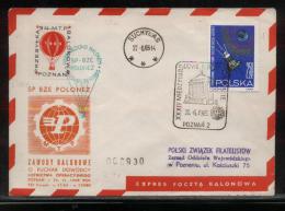 POLAND 1965 (26 JUNE) BALLOON CHAMPIONSHIPS FOR 34TH POZNAN INTERNATIONAL TRADE FAIR SET OF 4 BALLOONS FLIGHT COVERS - Cartas & Documentos