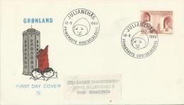 GREENLAND  1968– FDC  AID TO CHILDREN- MAILED TO BIRKEROD W 1 ST OF 60 O  POSTM. JULIANEHAB SEP 12, 1968  RE 106 - Non Classés