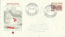 GREENLAND  1970– FDC  25 YEARS FROM LIBERATION – BEFRIELSEN MAY 4 1945 O  ADDR TO RYVANG W 1 STS OF 60 O  ADDR TO COPENH - Non Classés