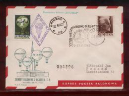 POLAND 1963 (22 JUNE) BALLOONS CHAMPIONSHIPS FOR 32ND POZNAN INTERNATIONAL TRADE FAIR KATOWICE BALLOONS FLOWN COVER - Ballonpost