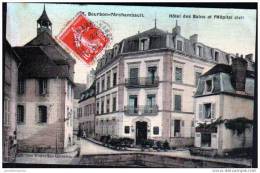 03 - BOURBON L'ARCHAMBAULT - HOTEL DES BAINS ET HOPITAL CIVIL - CARTE TOILEE - Bourbon L'Archambault