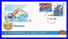 2182+2192 (Yvert) Sur FDC Illustrée - Natation Solène Figues Médaille De Bronze Jeux Olympiques D'été 2004 Athènes - FDC
