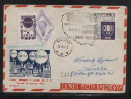 POLAND 1962 (24 JUNE) BALLOON CHAMPIONSHIPS FOR 31ST POZNAN INTERNATIONAL TRADE FAIR SET OF 4 FLOWN BALLOONS COVERS - Palloni