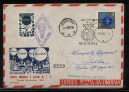 POLAND 1962 (24 JUNE) BALLOON CHAMPIONSHIPS FOR 31ST POZNAN INTERNATIONAL TRADE FAIR KATOWICE BALLOONS FLOWN COVER - Globos