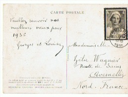 CARTE POSTALE TIMBRE 70c + 5c Noir  DEUIL DE LA REINE ASTRID  1936 - Otros & Sin Clasificación