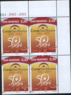 San Marino 2011 50 Della Corale Di San Marino  1v In Quartina Bordo Foglio** MNH - Ongebruikt