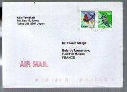 Lettre Cover Par Avion Via Air Mail Du Japon Japan Nippon Pour La France - CAD Tokyo 10-11-2004 / Tp Papillon & Oiseau - Storia Postale