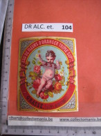 1 ETIQUETTE XIX Ième  LITHO PARAFINE - EAU DE FLEURS D'ORANGER TRIPLE- G RASSE  - Ange Cbaby Roses - Imprimeur G. NISSOU - Poppies