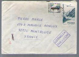 Lettre Cover Par Avion Via Air Mail De Pologne Pour La France CAD Illisible / 2 Tp Bateau & Avion - Otros & Sin Clasificación