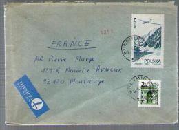 Lettre Cover Par Avion Via Air Mail De Pologne Pour La France CAD De 1981 / 2 Tp Monument Surcharge & Avion - Cartas & Documentos