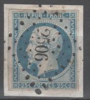 Louis-Napoléon  N° 10 (Variété, Petite Lune Devant Le Cou) Avec Oblitération Losange 2506 Sur Fragment  TTB - 1852 Louis-Napoléon