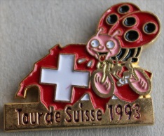 TOUR DE SUISSE CYCLISTE 1993 - VELO - CYCLISME - COCCINELLE SUR UN VELO - CARTE DE LA SUISSE   -   (5) - Cyclisme