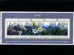 NEW ZEALAND - 1990  ORCHIDS WORLD STAMP EXPO  MS  MINT NH - Blocks & Sheetlets