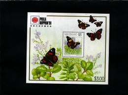 NEW ZEALAND - 1991  BUTTERFLY  MS OVERPRINTED PHILANIPPON EXPO MINT NH - Blocks & Sheetlets