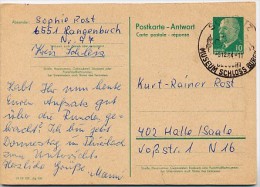 DDR  P73 A Antwort-Postkarte Schleiz - Halle 1964  Kat. 16,00 € - Cartoline - Usati