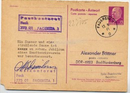 DDR P74 A Antwort-Postkarte FAGERSTA Schweden 1971 - Sonstige & Ohne Zuordnung