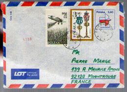 Lettre Cover Entier Postal PAP De Pologne Pour La France CAD Skierniewice 29-07-1982 + 2 Tp Dont Avion Bombardier D'eau - Briefe U. Dokumente