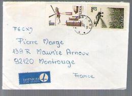 Lettre Cover Par Avion Lotnicza De Pologne Pour France CAD 9-11-1984 / 2 Tp Avion Bombardier D´eau & Hélicoptère - Storia Postale