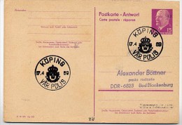 POLIZEI KÖPING Schweden 1969 Auf DDR P74 A Antwort-Postkarte - Police - Gendarmerie