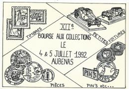 XII BOURSE AUX COLLECTIONS AUBENAS JUILLET 1992 TIRAGE 342-500 écrite En 2005  DESSIN ORIGINAL B.FABRE - Bourses & Salons De Collections