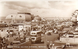 Cpsm Worthing, Marine Parade And Pier Entrance, Vieilles Voitures, Steyne Hotel, Autobus - Worthing