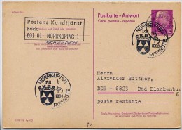 WAPPEN NORRKÖPING  Schweden 1968 Auf  DDR P74 A Antwort-Postkarte - Sobres