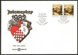 NORWAY FDC 1982 «Christmas, Booklet Pair». Perfect, Cacheted Unadressed Cover - FDC