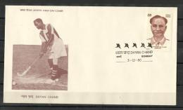 INDIA, 1980, FDC, Dhyan Chand,  ( Hockey Player) ,   Bombay Cancellation - Storia Postale