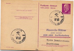 W69 DARLAND RÄTTVIK 1969 On East German Reply Postal Card P74A - Altri & Non Classificati
