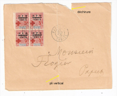 Océanie 1915 CROIX-ROUGE N°39, Bloc De 4 (dont Un Avec Variété !) PAPEETE TAHITI  22 Mai 15 Sur Devant De Lettre - Sonstige & Ohne Zuordnung