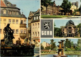AK Gera, Apotheke, Puschkinplatz, Theater, Daliengarten, Gel, 1966 - Gera
