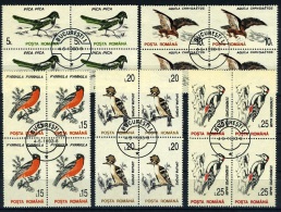 1993 Birds (definitives) Blocks Of 4,Romania,Mi.4875-4884,VF U - Gebruikt