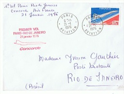 PREMIER VOL PARIS - RIO DE JANEIRO 21 JANVIER 1976 - Erst- U. Sonderflugbriefe