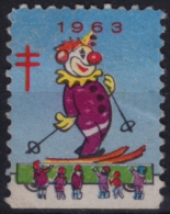 Clown + SKI - Tuberculosis Charity Stamp / Cinderella / Label - 1963 - Circus