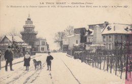 Chatillon La Tour Biret Monument Defense Guerre 1870 Sous La Neige Animée ( Trace Blanche Bas ) - Châtillon