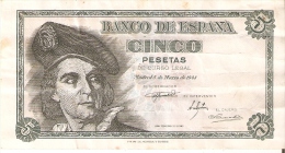 BILLETE DE ESPAÑA DE 5 PTAS DEL 1948 SERIE K CALIDAD BC+ (BANKNOTE) - 5 Peseten