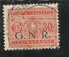 ITALY KINGDOM ITALIA REGNO 1944 REPUBBLICA SOCIALE ITALIANA RSI TASSE TAXES SEGNATASSE GNR CENT. 30 TIMBRATO USED - Strafport