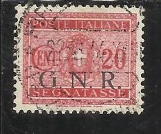 ITALY KINGDOM ITALIA REGNO 1944 REPUBBLICA SOCIALE ITALIANA RSI TASSE TAXES SEGNATASSE GNR CENT. 20 USED - Taxe