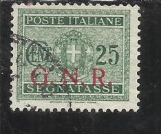 ITALIA REGNO ITALY KINGDOM 1944 REPUBBLICA SOCIALE ITALIANA RSI GNR CENT. 25 TIMBRATO USED - Taxe